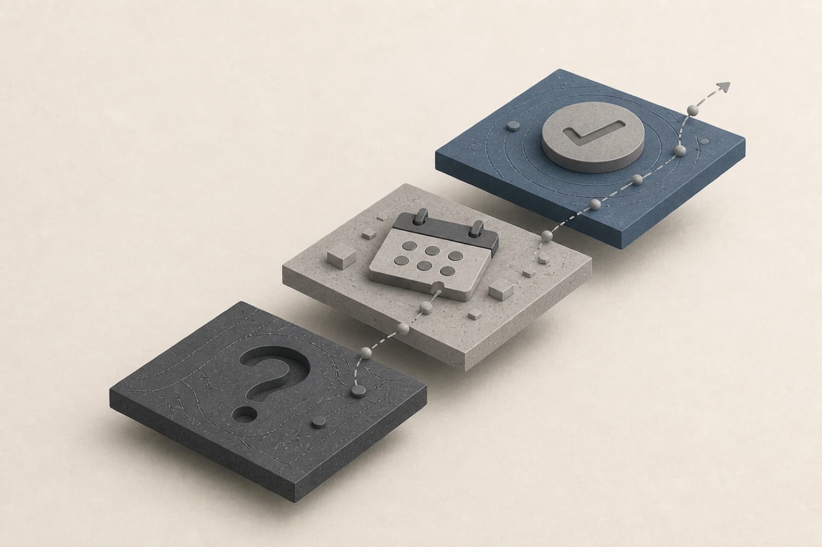 Three stepping stones from a first question to a booked demo.